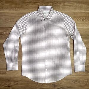 Mizzen Main Shirt Mens Large Trim Fit White Blue/Red Grid Leeward Dress Button